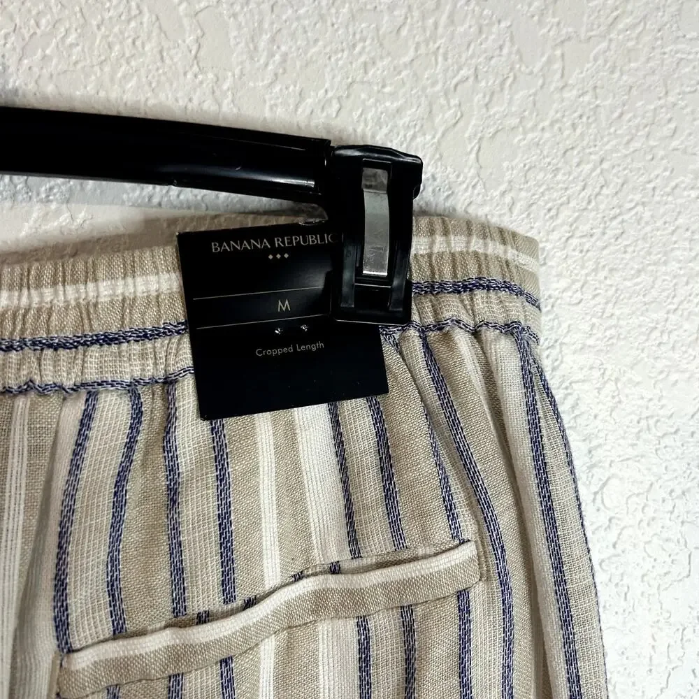 Banana Republic Martin Fit Linen Blend Wide Leg Pants Womens Size Medium NWT